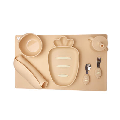 kopen 7 van de Siliconestukken Baby die de Vastgestelde Eettafel Mat Suction Cup voeden van de Wortelvorm online manufacture