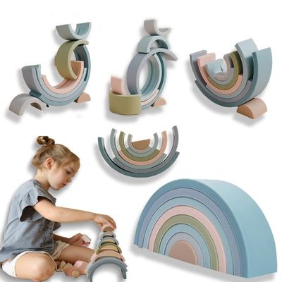 kopen Onderwijszuigeling die Stuk speelgoed BPA de Vrije Rang van het de Stapelaarvoedsel van het Regenboogsilicone stapelen online manufacture