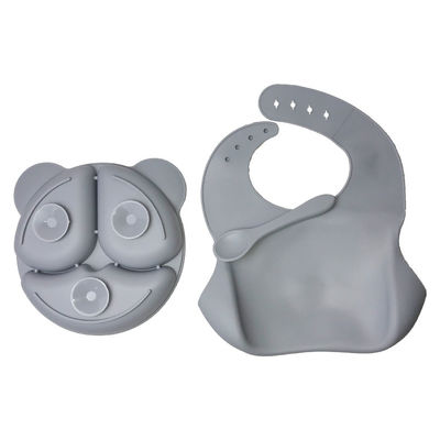 kopen Het Silicone van het de Babyvaatwerk van de voedselplaat het Voeden Reeks Aangepaste Grootte Grey Bear Shape 3Pcs online manufacture