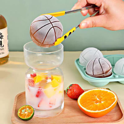 kopen MHC Bpa Gratis Silicone IJsschimmel Met Deksel En Kofferbak Gemakkelijk loslaten Grote Ballen Cirkel 3D Basketbal Ronde IJsknobel online manufacture