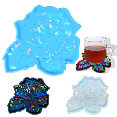 kopen MHC 3d Unieke Hars Coasters Rozen Flower Coasters Goud Holographic Silicone Hars Vormen online manufacture
