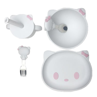 Aangepast Groottebeeldverhaal Kitten Shape Baby Silicone Feeding Vastgestelde Vrije Bpa