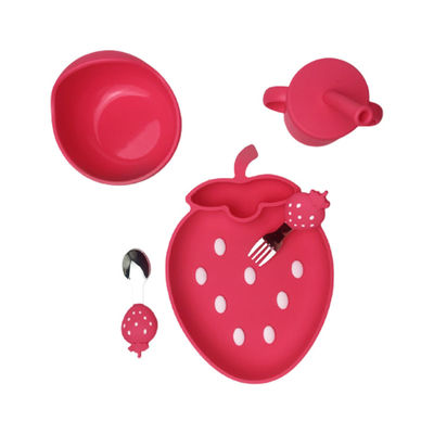 Aangepaste van het Siliconesippy van de Aardbeivorm de Kopbaby het Voeden Reeks