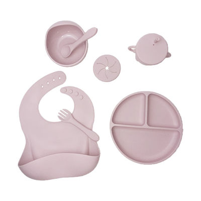 Het onverbrekelijke Silicone die van de Zuigingsbaby Vastgestelde 5pcs-Voedselrang met Sippy-Kop voeden