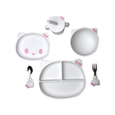 6pcs siliconebaby die Vastgestelde Kitten Shape BPA Vrije Zuigingskommen en Platen voeden