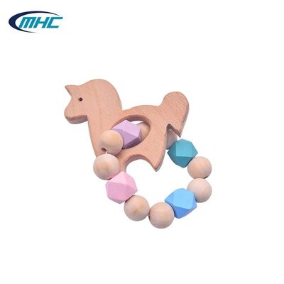 Het Silicone Houten Teether Diy Met de hand gemaakte Aangepaste Pony Shape Easy To Clean van de babyparel