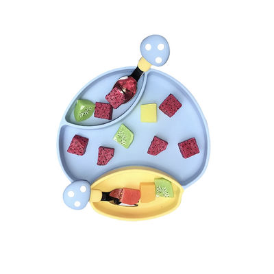 Baby Tray Feeding Plate With Spoon van het veiligheids de Duurzame Silicone en Vork