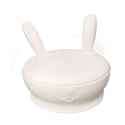 Baby het Voeden Siliconezuiging Verdeelde Plaat met Deksel BPA Vrij Bunny Shape