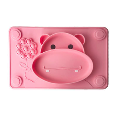 Roze het Voeden van Tray Food Grade Cow Shape BPA van de Siliconebaby Vrije Zuigingsplaat