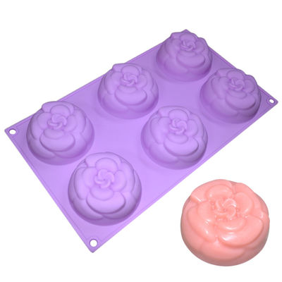 De Zeepvorm 6 van het antischeur Met de hand gemaakte Silicone de Vorm van Holtenbloemen voor Cakedecoratie