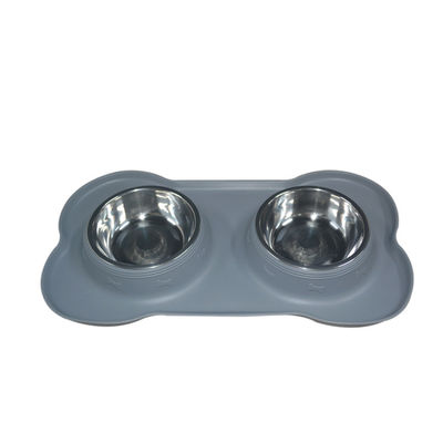 Het dubbele Huisdier van het Paksilicone levert Aangepast Logo Dog Pet Feeding Bowls