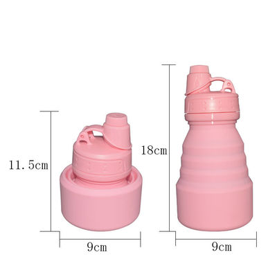 De openlucht van de het Waterfles 500ml van het Sporten Vouwende Silicone Roze Thermische Isolatie met Deksel