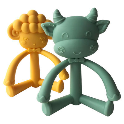 Het Siliconebaby Teether van het douanebeeldverhaal, het Silicone van de Voedselrang de lnfant Koe van de Opleidingstandenborstel en Schapenvormen