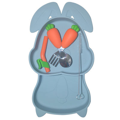 6 PCs-de Baby van het Reeksensilicone het Voeden Platen Niet-toxische Schotels met van de de Plaatkom van de Kopslab de Vorklepel