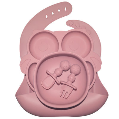 6 PCs-Siliconebaby het Voeden Platen met van de de Komvork van de Kopslab de Lepel Niet-toxisch Voedsel Tray Dishes