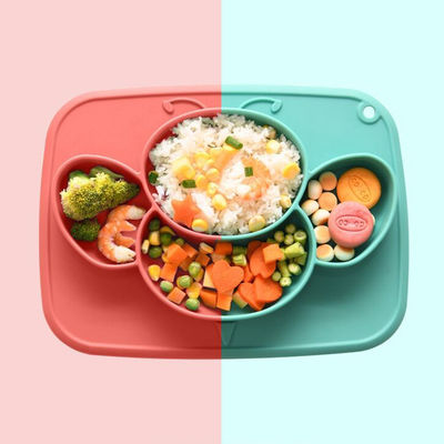 Het Vaatwerk van zuignapkinderen plateert van het het Siliconeaardewerk van de Schotelbaby de Peuters Antislip Dishware