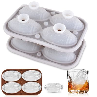 MHC Factory Wholesale Ice Cube Tray Forms Funny With Lid Balls 3D Rugby Football Ice Tray
