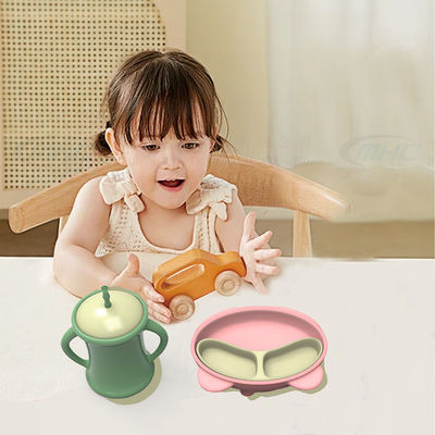Ergonomische Panda Silicone 6-12 maanden op de go Zuigplaat Set voor babyvoeding Essentials