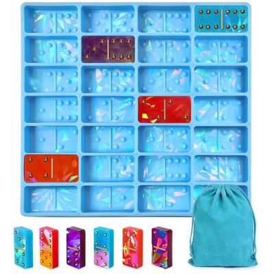 MHC Crystal Silicone Unieke Domino's Set 3D Holographic Designs Epoxy Hars Vormen