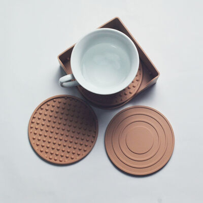 Non-Toxic Silicone Coasters Round Non-Slip Heat-Resistant Coasters Table Decoration Heat-Resistant Silicone Coasters