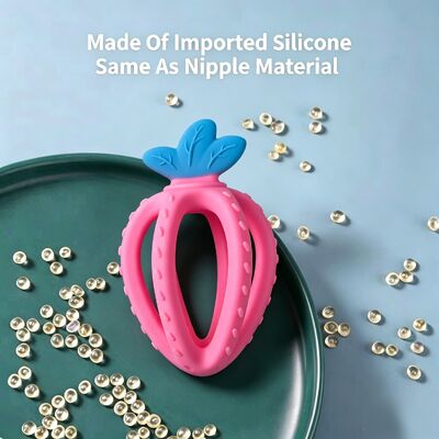 Silicone baby tanden speelgoed zacht kauwbaar sensorisch speelgoed peuter sensorisch speelgoed met gestructureerde aardbeien verlichten tandpijn